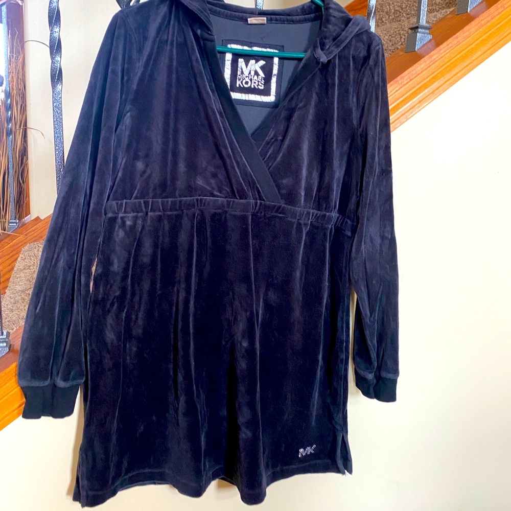 Black velour size large hoodie/coverup/tunic from Michael Kors
